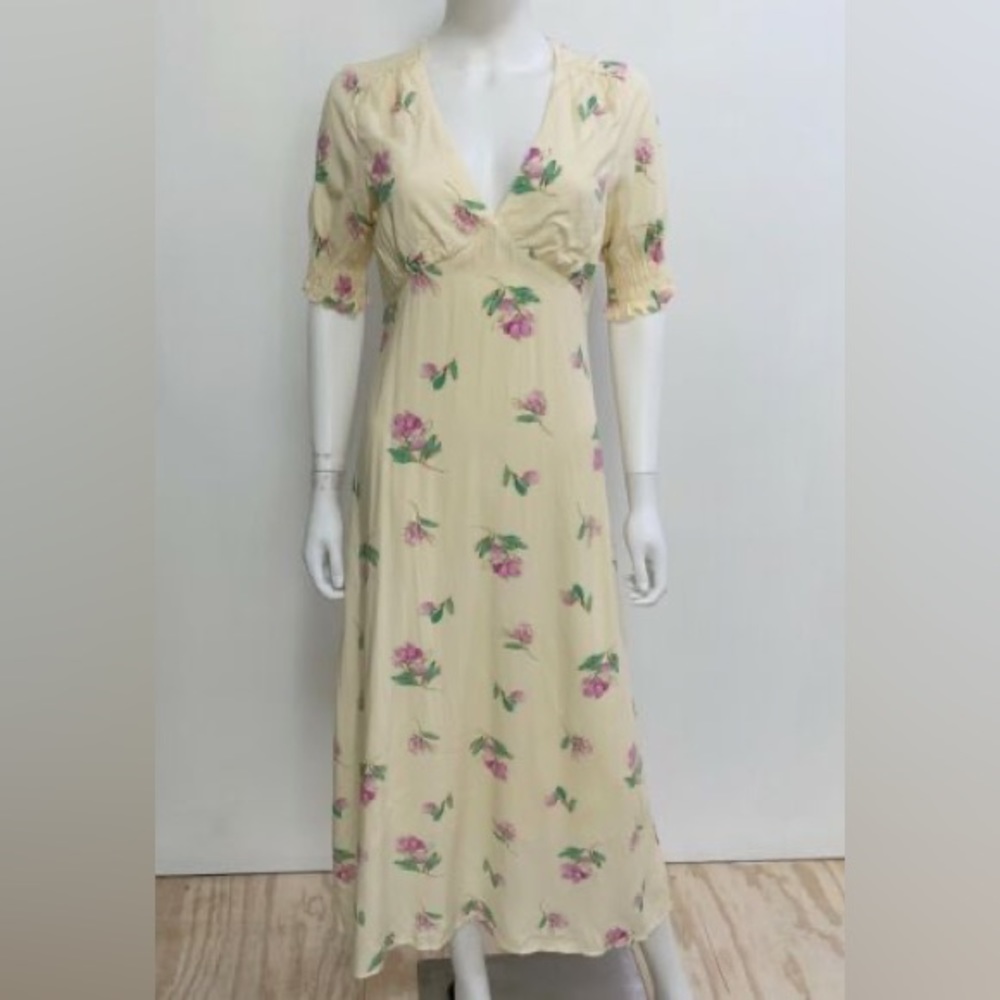 Lush (Tuckernuck) Light Yellow Floral Dress, NWT, Size L